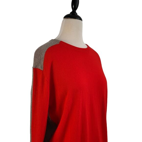 J.Crew Wool Blend Colorblock Tunic Sweater Women’s M Red Gray Relaxed Preppy - Picture 4 of 10